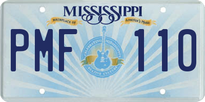 MS license plate PMF110
