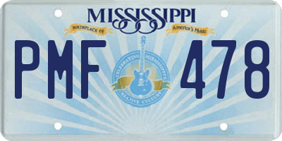 MS license plate PMF478