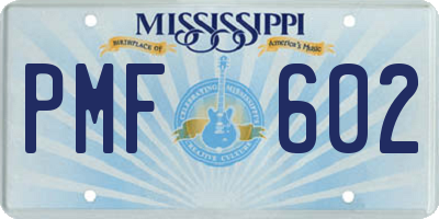MS license plate PMF602