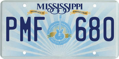 MS license plate PMF680