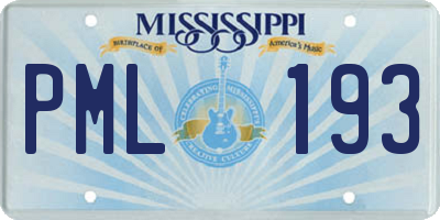 MS license plate PML193