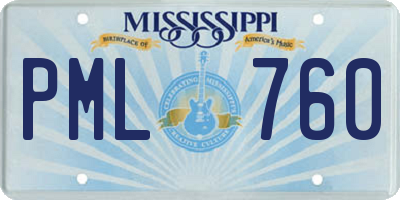 MS license plate PML760