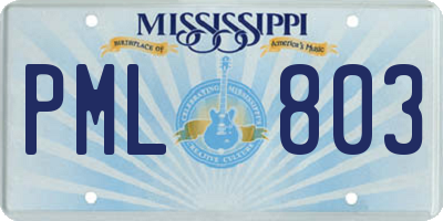 MS license plate PML803
