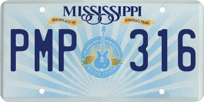 MS license plate PMP316