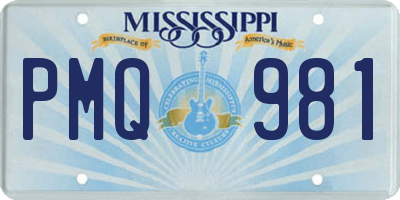 MS license plate PMQ981