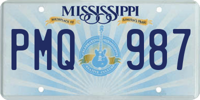 MS license plate PMQ987