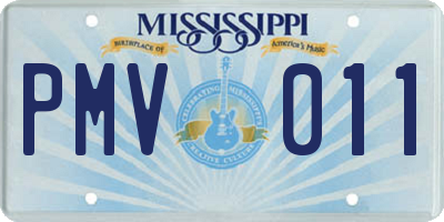 MS license plate PMV011