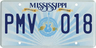 MS license plate PMV018