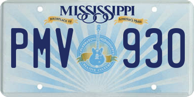MS license plate PMV930