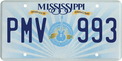 MS license plate PMV993