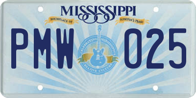 MS license plate PMW025