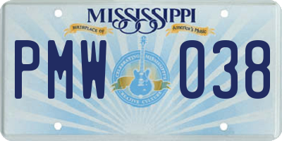 MS license plate PMW038