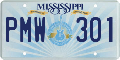 MS license plate PMW301