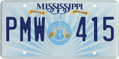 MS license plate PMW415
