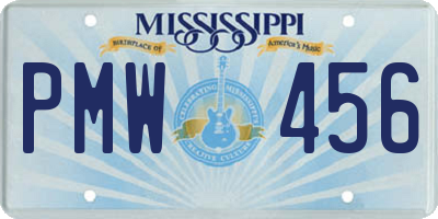 MS license plate PMW456