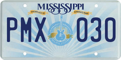MS license plate PMX030