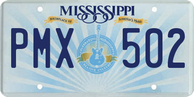 MS license plate PMX502