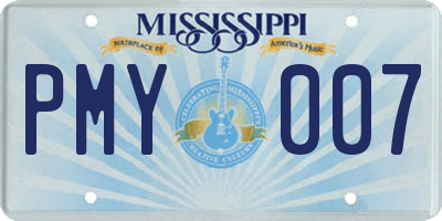 MS license plate PMY007