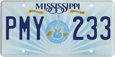 MS license plate PMY233