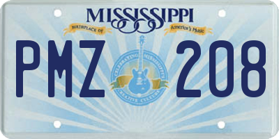 MS license plate PMZ208