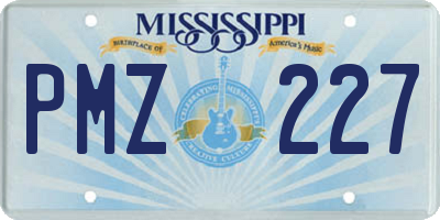 MS license plate PMZ227