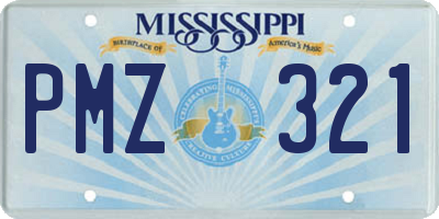 MS license plate PMZ321