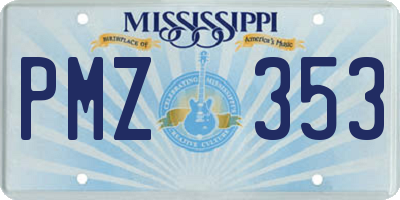 MS license plate PMZ353