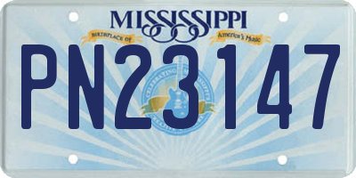 MS license plate PN23147