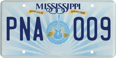 MS license plate PNA009