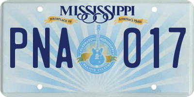 MS license plate PNA017