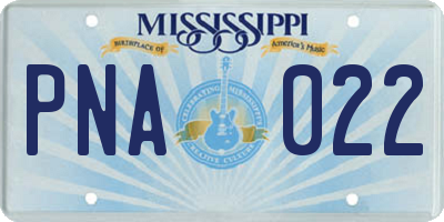 MS license plate PNA022