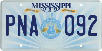 MS license plate PNA092