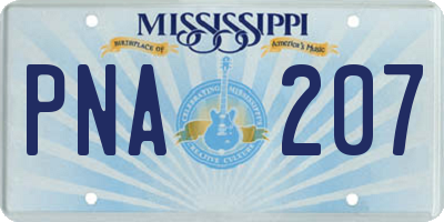 MS license plate PNA207
