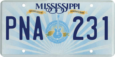 MS license plate PNA231