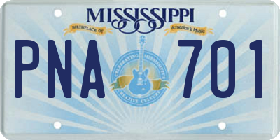 MS license plate PNA701
