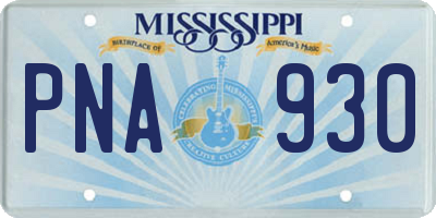 MS license plate PNA930