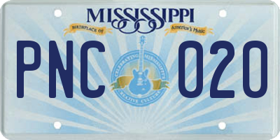 MS license plate PNC020
