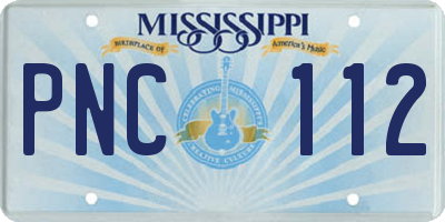 MS license plate PNC112