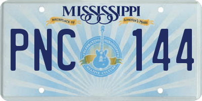 MS license plate PNC144