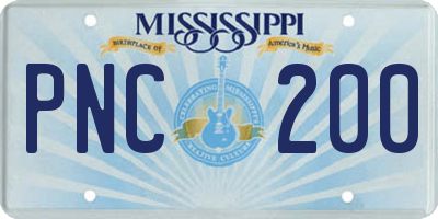 MS license plate PNC200