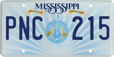 MS license plate PNC215