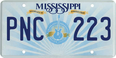 MS license plate PNC223
