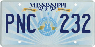 MS license plate PNC232