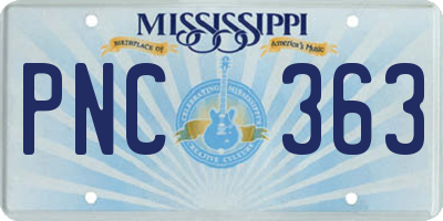 MS license plate PNC363