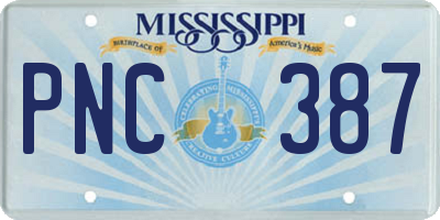 MS license plate PNC387