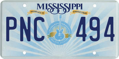 MS license plate PNC494