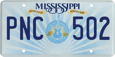 MS license plate PNC502