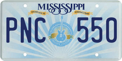 MS license plate PNC550