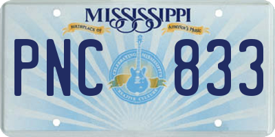 MS license plate PNC833