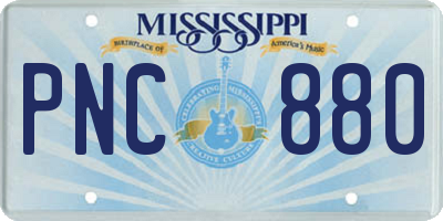 MS license plate PNC880